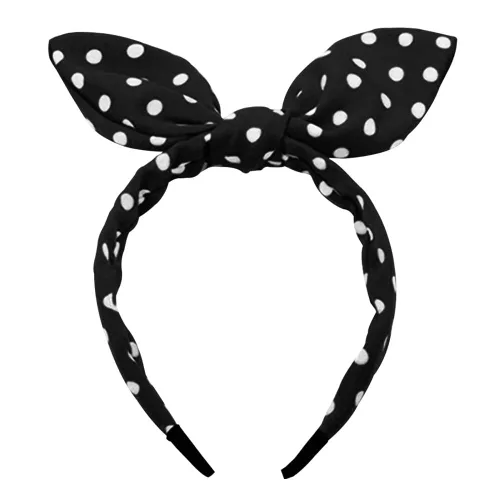 Miniatura 8 de Huachi Diademas de lazo para niñas y mujeres, para Halloween, color negro, lindo turbante anudado con orejas de conejo, accesorios para el cabello