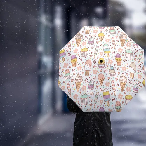 Miniatura 3 de DHDM Automatic Umbrella for Rain and Sun Male Women Beach Parasol Print Folding Umbrella