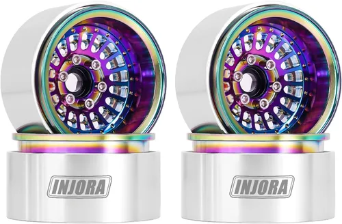 Miniatura 10 de INJORA 1.9" Beadlock Llanta de rueda compensada -0.394 in Rueda de aluminio para SCX10 Pro TRX4 VS4-10 Gen8 1/10 RC Crawler Car (bronce)