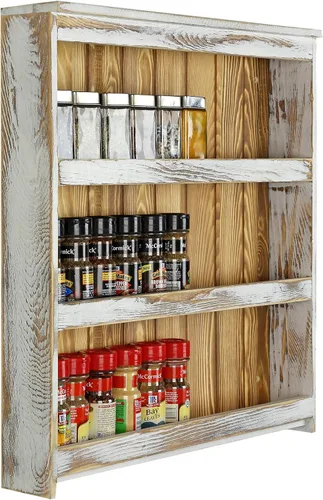 MyGift Estante de 3 niveles para especias de pared, estante de almacenamiento colgante de despensa de cocina para frascos de condimentos o botellas