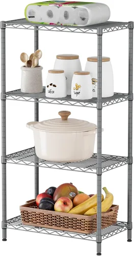Miniatura 7 de SINGAYE Estante de almacenamiento ajustable de 4 niveles, estante de almacenamiento de pie, capacidad de carga de 90 kg por estante, 59 cm de ancho