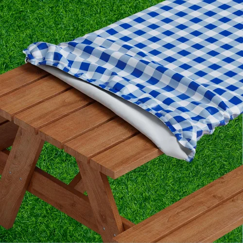 Miniatura 8 de Sorfey Mantel de picnic ajustado con elástico, vinilo con reverso de franela, se adapta a mesa de 48 x 24 pulgadas, rectangular, a prueba de agua