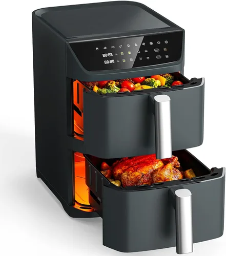 Miniatura 10 de Freidora de aire de doble cesta, 12.6QT de tamaño familiar para 10–12 personas, cesta XL para pollo entero de 6LB, diseño compacto DoubleStack