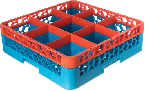 Miniatura 38 de Carlisle FoodService Products RG9-214 OptiClean Estante de vidrio con 9 compartimentos con 2 extensores, 7.12 pulgadas, polipropileno, azul