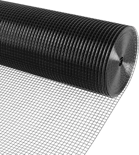Malla de Alambre Recubierto de Vinilo Negro PVC Paño de Hardware 1/2 pulg 60 cm x 30 m Calibre 19, Valla de Alambre Soldado Malla de Alambre de