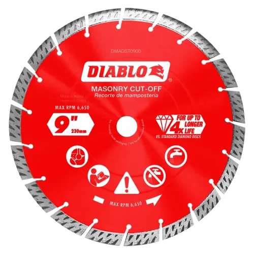 Miniatura 6 de Diablo Hoja de corte segmentada de diamante turbo para mampostería, hormigón, ladrillo y bloque - 5" de diámetro, 2.6mm de Kerf, 6150 RPM máximos