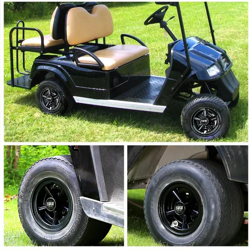 Miniatura 4 de 10L0L Juego de 4 tapacubos para ruedas EZGO Club Car Yamaha de 8 pulgadas, juego de 4 tapas centrales a presión con acabado cromado, color negro