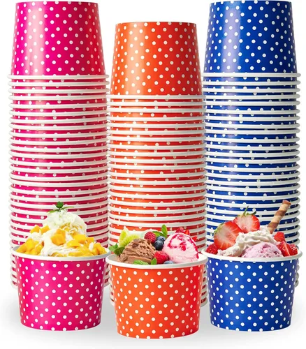 LITOPAK Paquete de 120 tazas de helado de 12 onzas, vasos desechables de postre para alimentos fríos o calientes, cuencos de postre de papel de