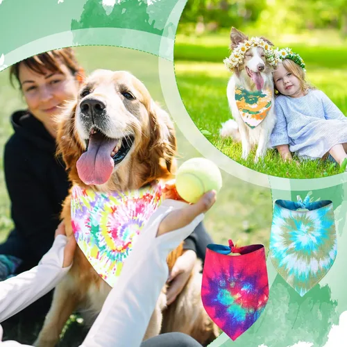 Miniatura 4 de Silkfly 50 bandanas de verano para perros, bufandas para mascotas, para salón de aseo, triangular, lavable, babero, pañuelo, para fiestas