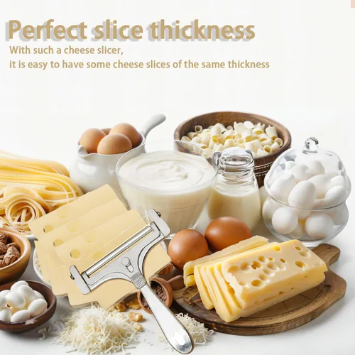 Miniatura 7 de Cortador de queso ajustable con 4 cables de repuesto adicionales, cortador de queso de aluminio resistente, fácil de reemplazar, rebanador de queso