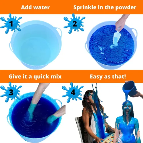 Miniatura 4 de PARTY GOAT Polvo de Slime Instantáneo. Mezcla de Slime Azul a Granel de 25 Galones para Pistolas de Agua o Blasters. Haz una Piscina, Cubos Grandes