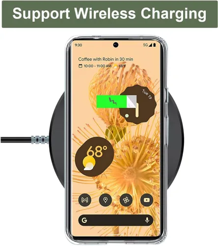 Miniatura 7 de Unov Funda para Pixel 6 Pro transparente con diseño de TPU suave, absorción de golpes, diseño delgado en relieve, cubierta trasera protectora
