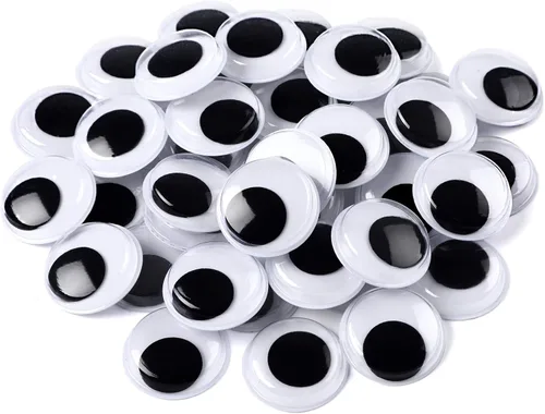 Miniatura 10 de 200 piezas de ojos ondulados, FEBSNOW ojos pegajosos autoadhesivos de plástico negro y blanco de tamaños variados adhesivos para manualidades