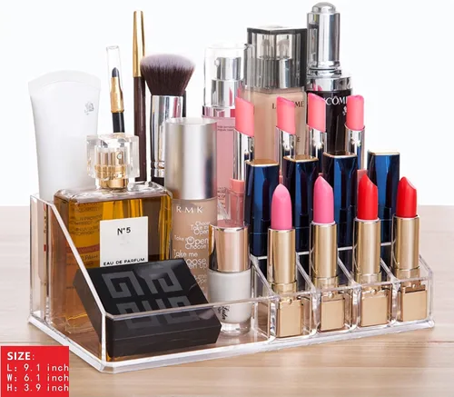 Miniatura 6 de Cq acrylic Paquete de 4 organizadores de maquillaje transparentes, apilables, 11 cajones, organizador de cuidado de la piel, lindo organizador