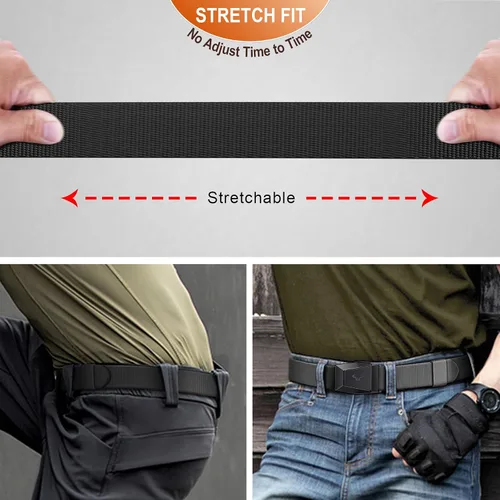 Miniatura 6 de BULLIANT Cinturón para hombre, paquete de 2 unidades, correa elástica de nailon para regalo, para hombre, trabajo, deportes, caza, senderismo