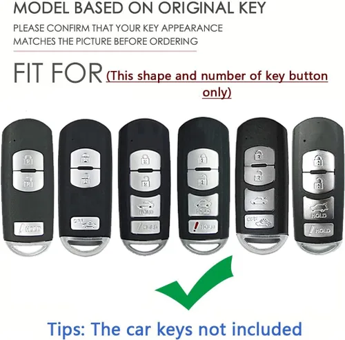 Miniatura 2 de SANRILY Cuero PU+aleación de zinc 3/4 botón llavero cubierta para Mazda 3 6 8 Miata MX-5 CX-3 CX-5 CX-5 CX-7 CX-9 Llavero sin llave con llavero