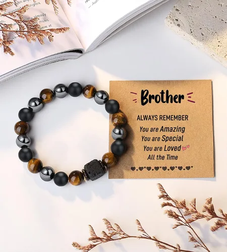 Miniatura 7 de TONY & SANDY Regalos del día del padre para papá, marido, abuelo, tío, pulsera de piedra natural genial para hijo, nieto, sobrino, novio, regalos