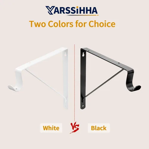 Miniatura 6 de Yarssihha Paquete de 2 Soportes para Barra de Armario, Soporte de Estante de Armario Montado en Pared de 12 x 10.4 Pulgadas, Soporte Negro