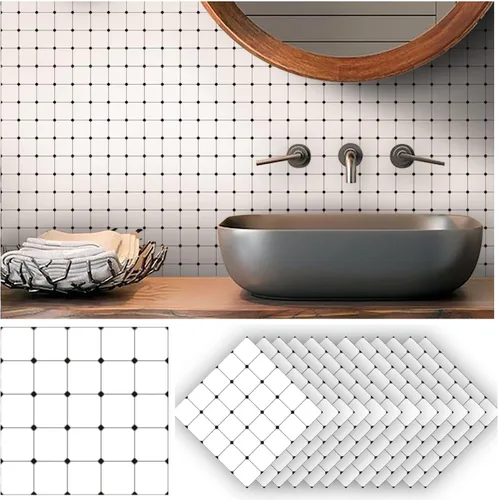 Miniatura 17 de Alwayspon 12 calcomanías mate para azulejos de pared, despegar y pegar, calcomanías de vinilo autoadhesivas para azulejos de cocina y baño, 6 x 6