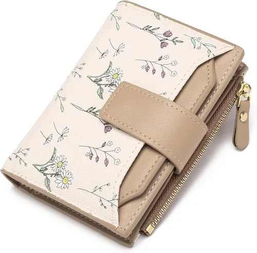 Miniatura 8 de GAEKEAO Carteras pequeñas para mujer, con bloqueo RFID, de cuero vegano, plegable, floral, compacto, tarjetero con bolsillo con cremallera, ventana