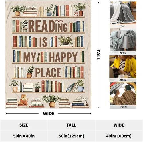 Miniatura 2 de CUJUYO Regalos para Amantes de los Libros para Mujeres y Hombres Manta 50"x40" - Regalos para Bibliotecarios Manta Tipo Throw - Regalos de Club