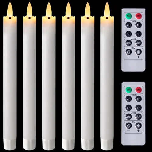 Miniatura 9 de Homemory Velas cónicas sin llama con cera y temporizador remoto con atenuador, candelabros LED parpadeantes, velas de ventana operadas con batería
