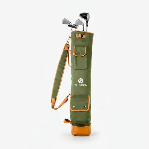 Thorza Sunday - Bolsa de golf ligera para hombres y mujeres, diseño de cuero vintage, para palos, pelotas y camisetas, pequeña bolsa de golf Verde