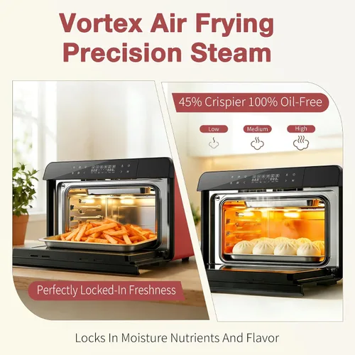 Miniatura 5 de ROBAM Horno combinado con freidora de aire tostadora, horno de vapor de encimera 20 en 1 con convección de vapor para asar y hornear, cocción