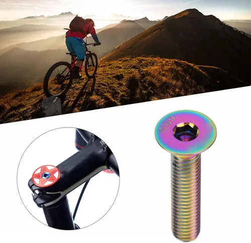 Miniatura 6 de plplaaoo Perno de vástago de bicicleta, rosca universal M6 para auriculares de bicicleta, pernos de aleación para bicicleta, tapa superior