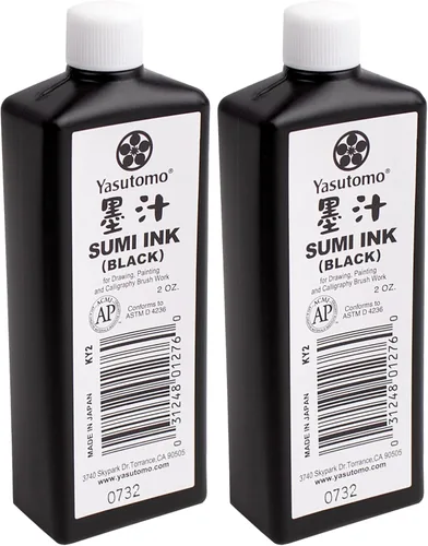 Miniatura 8 de Yasutomo Bokuju Tinta líquida – Tinta Sumi de 2 oz para caligrafía y obras de arte – Tinta de dibujo negra para uso con pinceles de tinta japoneses