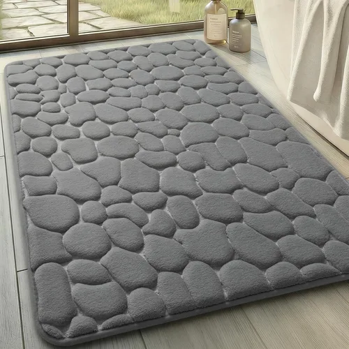 Miniatura 24 de YIHOUSE - Alfombra de espuma viscoelástica para pasillo, alfombras de baño con patrón de adoquín, superabsorbentes, alfombras de baño lavables a