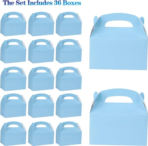 Miniatura 3 de DjinnGlory Paquete de 36 Cajas Pequeñas Azules de Obsequios para Fiestas, Cajas Gable, Cajas de Regalo de Papel para Baby Shower, Cumpleaños, Fiesta