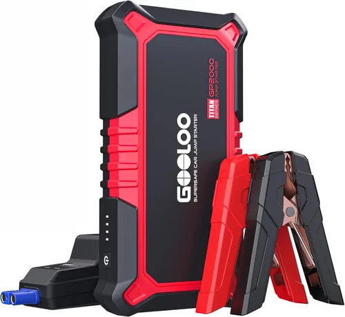GOOLOO Nuevo Arrancador de Batería GP2000, 12V 2000A Arrancador de Coche (Hasta 8.0L Gasolina, 6.0L Motores Diésel), Cargador de Batería Portátil