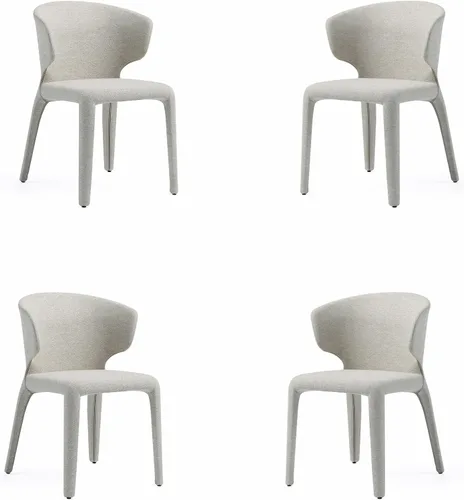 Miniatura 13 de Manhattan Comfort Conrad - Sillas de comedor modernas de mediados de siglo, muebles de cocina tapizados de tweed con respaldo contorneado, acolchado