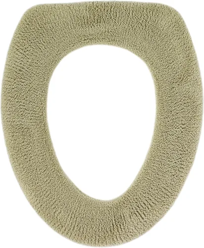 Miniatura 16 de Funda suave para asiento de inodoro, calentador de asiento de inodoro de tela gruesa y afelpada para asientos de inodoro redondos y alargados de 14