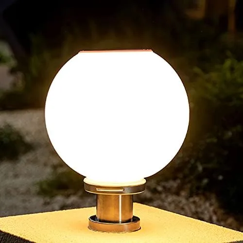 Miniatura 3 de Poste de luz LED para exteriores, iluminación LED plateada tradicional, globo acrílico simple, luz solar para patio, jardín, poste de poste