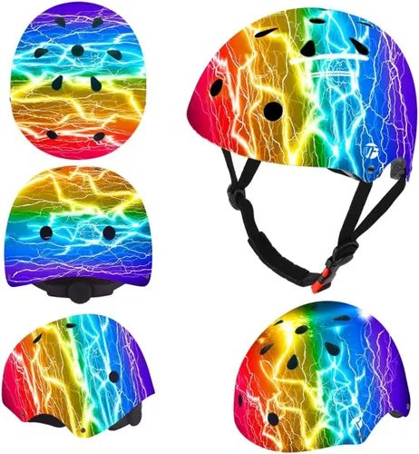 Miniatura 2 de Casco de bicicleta ajustable con gradiente de color para niños pequeños de 3-5-8-14+ años, niñas y niños. Casco para monopatín y bicicleta