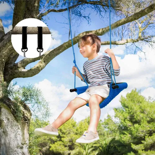 Miniatura 6 de Columpio tejido a mano para niños, columpio para niños con cuerdas ajustables, juego de columpio seguro para niños, para interiores, exteriores