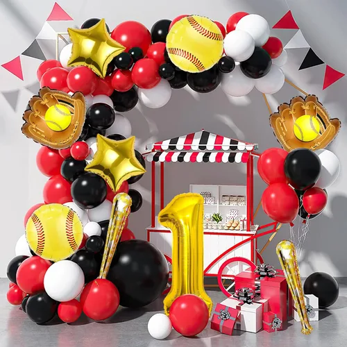 Miniatura 5 de 9 globos de sóftbol, globos de sóftbol de cumpleaños con número de mylar de aluminio para sóftbol, suministros de fiesta de cumpleaños, decoraciones