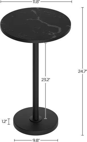 Miniatura 3 de YATINEY Juego de 2 Mesas Auxiliares Redondas, Mesa Alta para Bebidas para Espacios Pequeños, Mesa Auxiliar Estilo Pedestal Martini en Sala de Estar