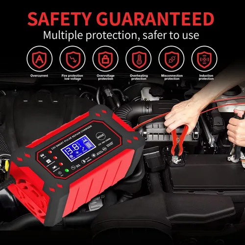 Miniatura 7 de Cargador de batería de automóvil, cargador y mantenedor de goteo de 12 V y 6 amperios, cargador de batería completamente automático inteligente