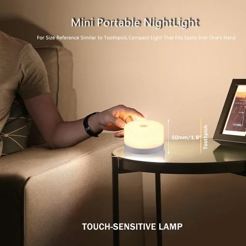 Miniatura 5 de S SELDORAUK Luz nocturna para bebé, lámpara de noche táctil LED portátil para niños y adultos, luz de grifo regulable, lactancia materna, ayuda