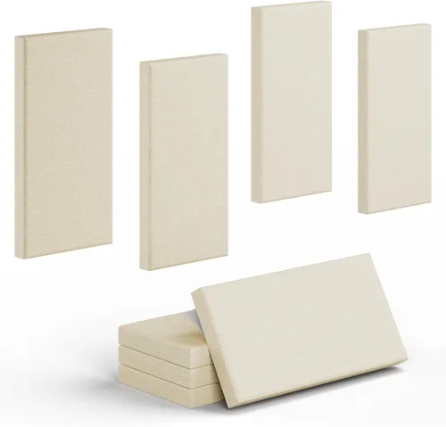 Miniatura 10 de Paquete de 4 paneles acústicos de núcleo de alta densidad con cubierta de tela, 24 x 12 x 2 pulgadas, paneles de pared autoadhesivos insonorizados