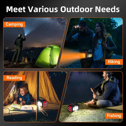 Miniatura 6 de Linterna solar de mano, 4 modos de iluminación, luz de trabajo LED recargable, USB-C y linterna portátil con energía solar, luz de campamento de Rojo