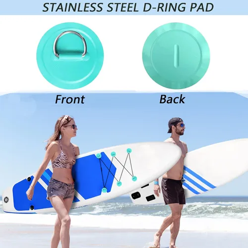 Miniatura 5 de LOOEEL Paquete de 6 parches circulares de acero inoxidable con anillo en D para lancha inflable de PVC, kayak, SUP, canoa, cubierta, accesorios