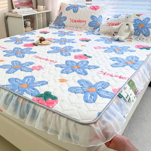 Miniatura 16 de Sábanas de bolsillo profundo, sábanas de látex de seda de hielo, fundas de colchón con estampado de dibujos animados agradables a la piel, con Gris