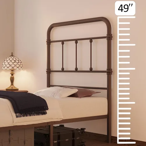 Miniatura 3 de Giselle - Base de cama individual con cabecera para niños, de metal antiguo vintage, base de colchón de plataforma, 49 pulgadas de alto, no necesita