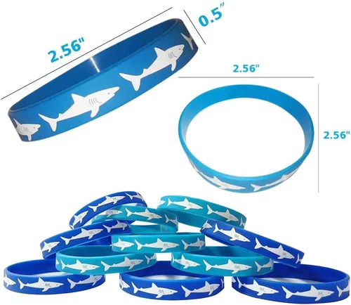Miniatura 4 de Pulseras de goma de tiburón, pulseras para fiestas temáticas de tiburones, para adultos, regalos de cumpleaños, paquete de 24