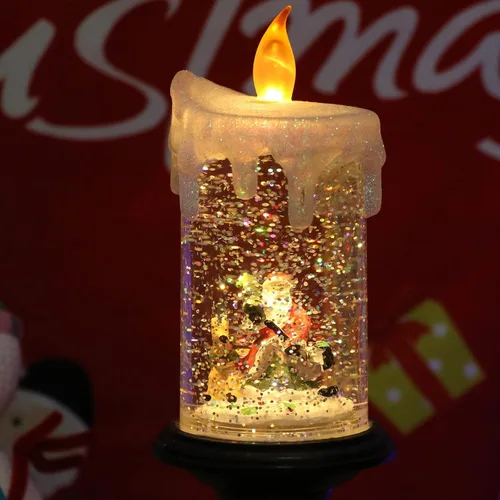 Miniatura 4 de Eldnacele Velas de Globo de Nieve de Halloween Lámpara Iluminada, Operada con Batería Vela Giratoria Espeluznante de Tornado de Agua Brillante Sin