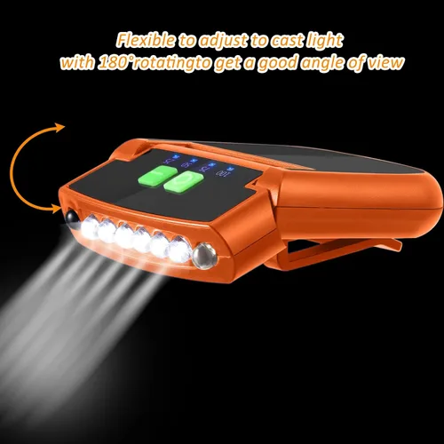 Miniatura 4 de Mudder Linterna LED con clip para gorra USB recargable, linterna impermeable ultra brillante para sombrero, linterna de cabeza para pesca